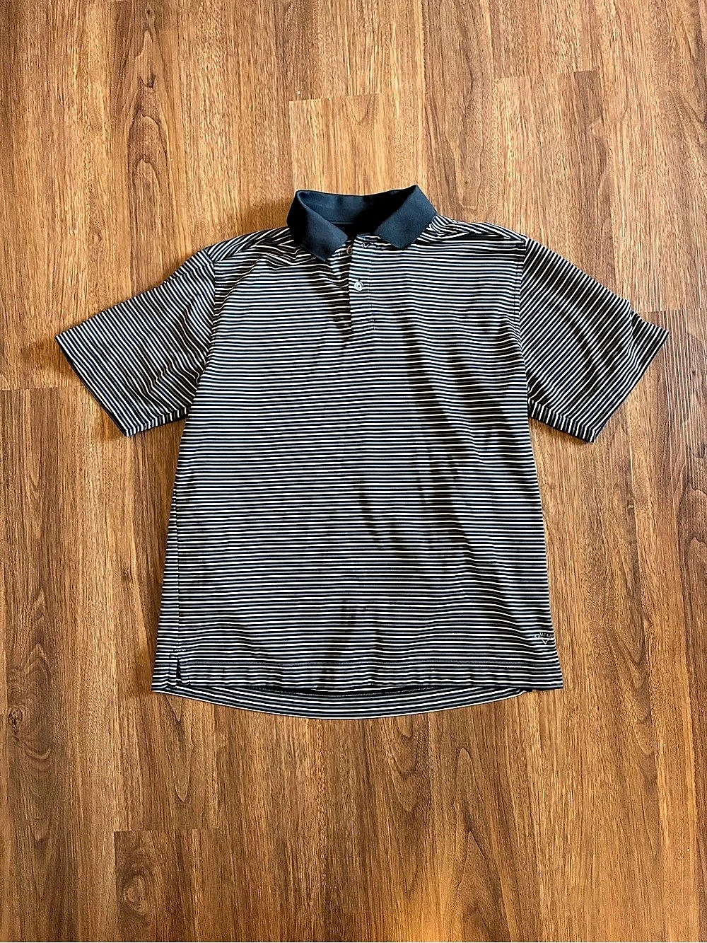 Callaway X Series Men’s Striped Polo Shirt Size L Black White Short Sleeve Logo